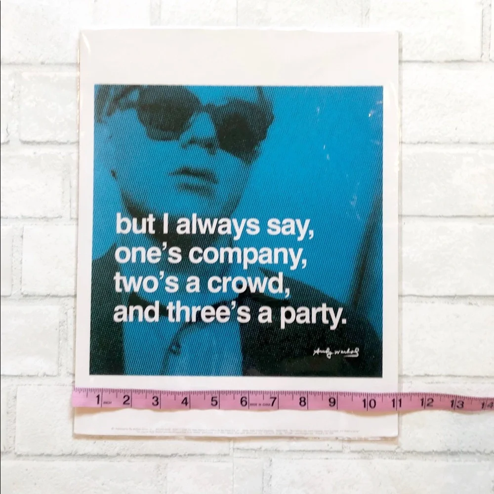 Andy Warhol Matted Art Print 11x14 | One's Company Quote | Blue Pop Art Portrait